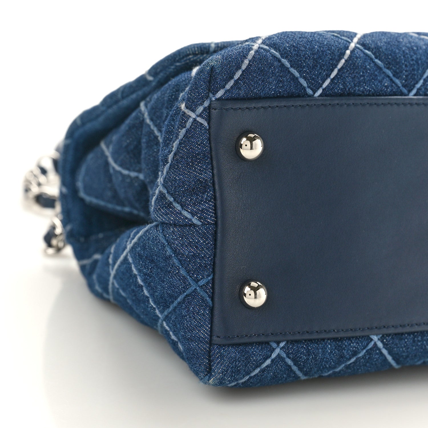 Chanel Denim Quilted Small Coco Handle Flap Blue Blue 9 of 10