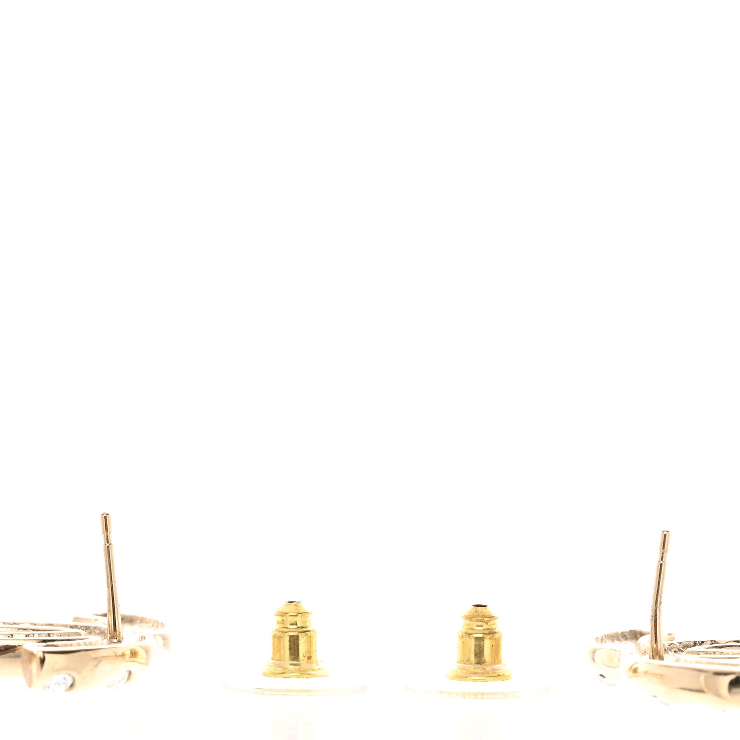 Chanel Metal Crystal CC Earrings Gold 3 of 5