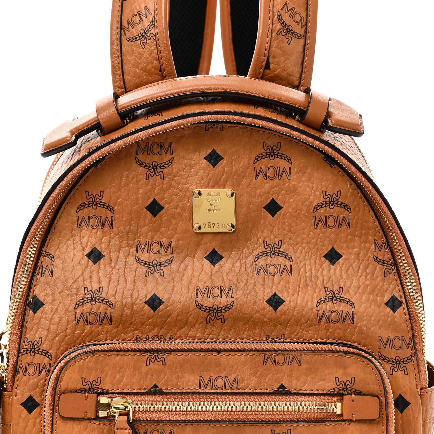 MCM Visetos Mens Medium Stark Backpack Cognac 7 of 9
