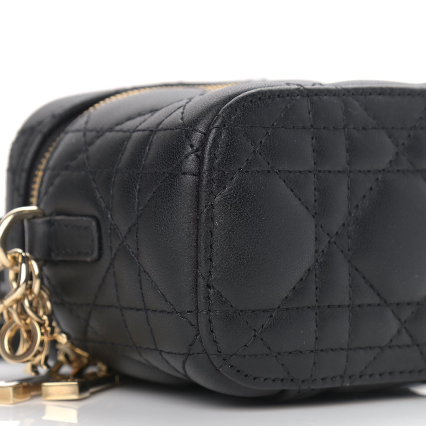 Lambskin Cannage Micro Lady Dior Vanity Case Black