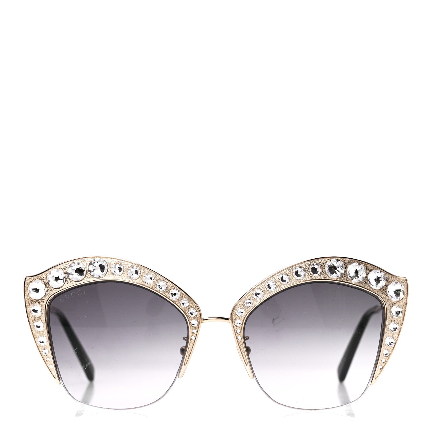 Gucci Metal Crystal Cat Eye Sunglasses GG00114S Gold 2 of 8
