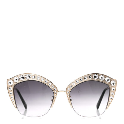 Gucci Metal Crystal Cat Eye Sunglasses GG00114S Gold 2 of 8
