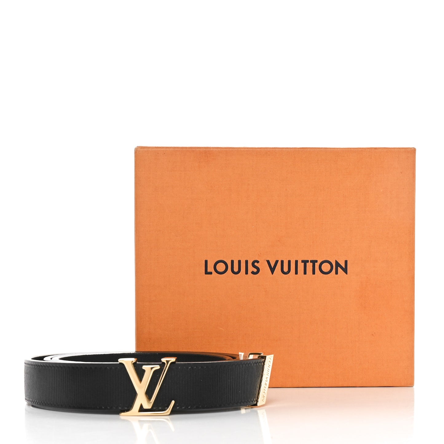 Calfskin Embossed LV Initiales 20mm Belt 75 30 Black