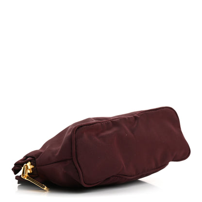 Prada Nylon Ruffle Cosmetic Pouch Burgundy 4 of 9