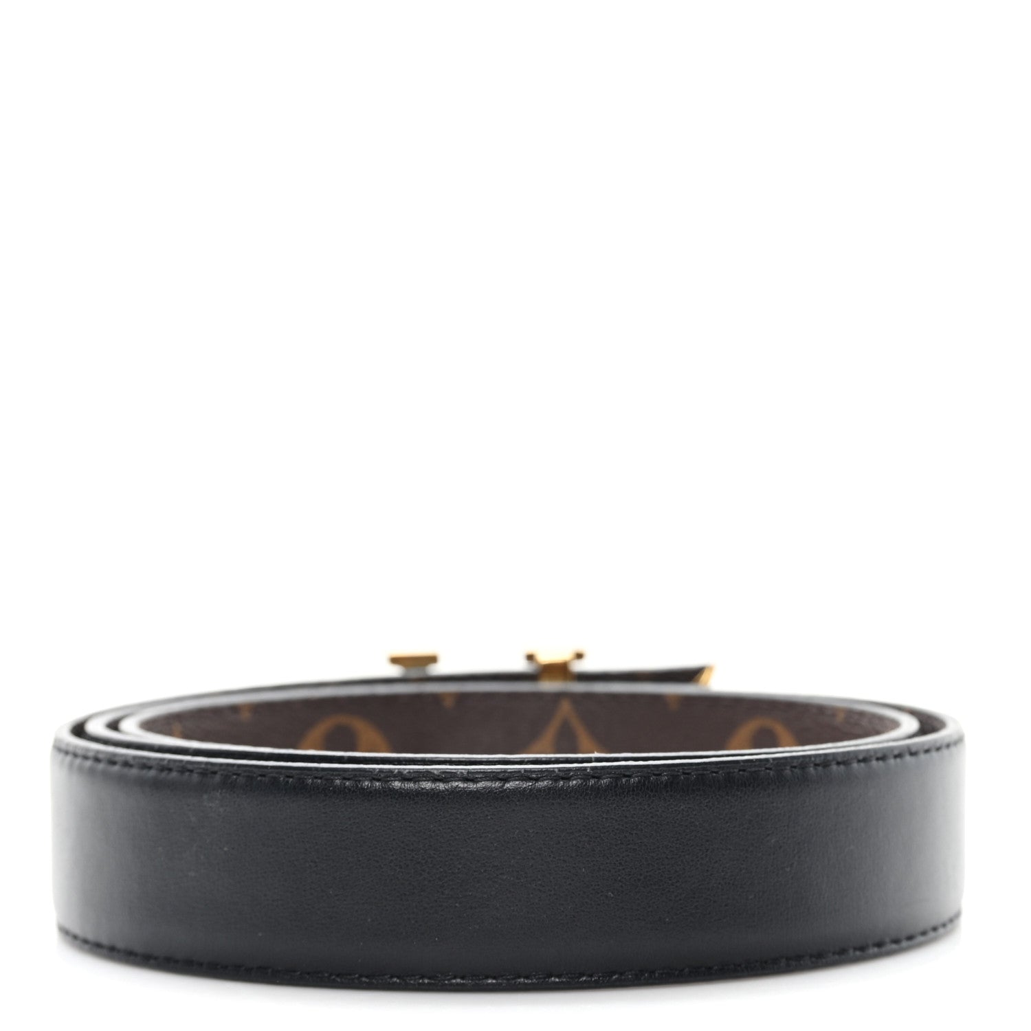 Louis Vuitton Calfskin Monogram 30mm Pretty LV Reversible Belt 85 34 Black 2 of 5