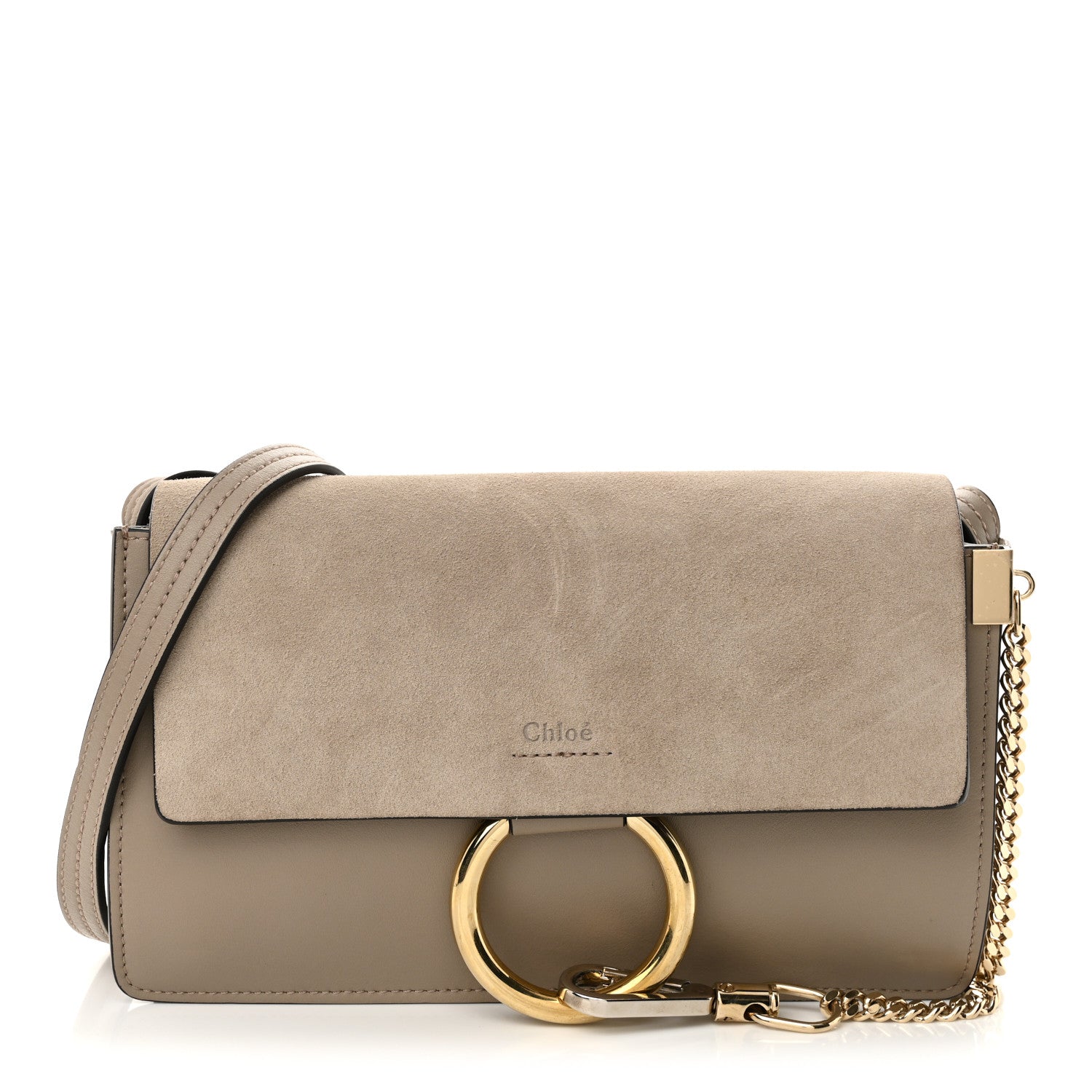 Chloe Suede Calfskin Small Faye Shoulder Bag Motty Grey 1 of 10