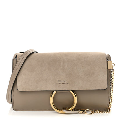 Chloe Suede Calfskin Small Faye Shoulder Bag Motty Grey 1 of 10
