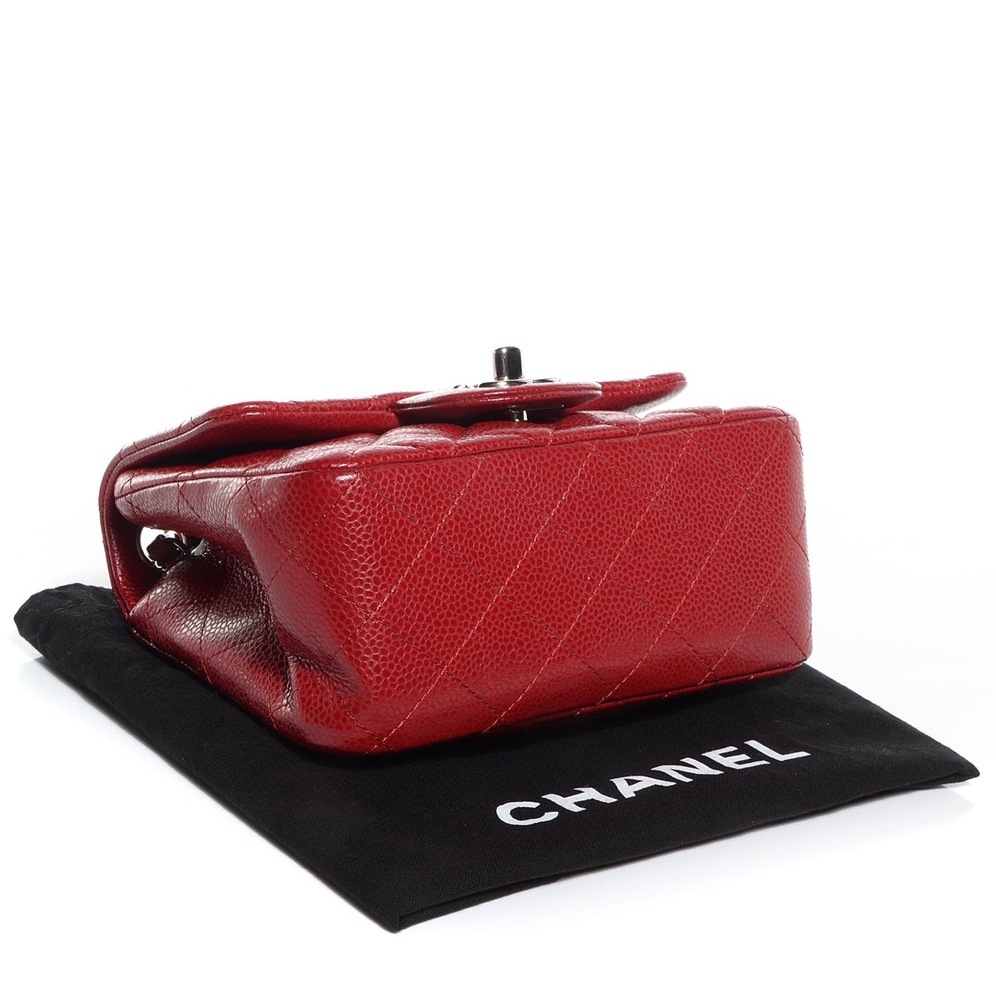 Caviar Quilted Mini Square Flap Dark Red