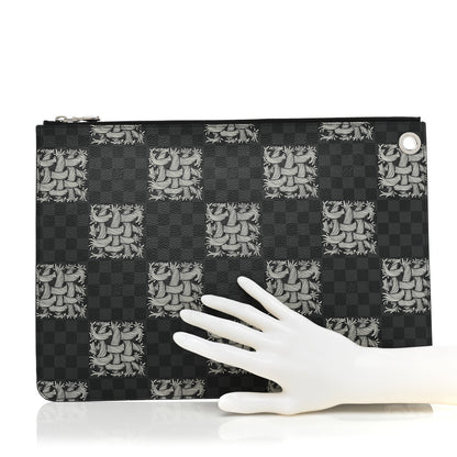 Louis Vuitton Damier Graphite Rope Pochette Joules GM White 2 of 12