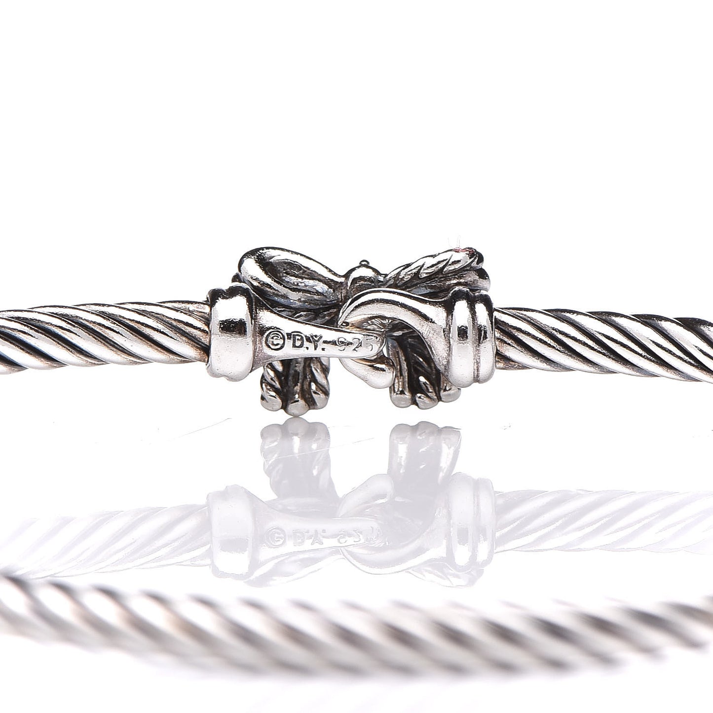 Sterling Silver Diamond Bow Cable Collectibles Bracelet
