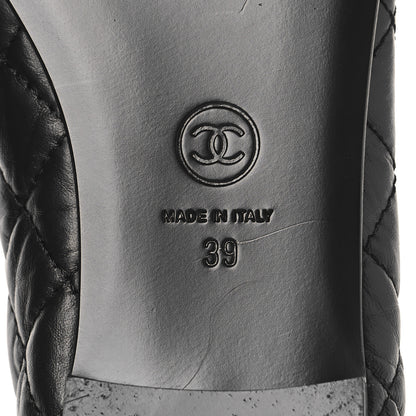 Chanel Aged Calfskin Quilted CC Cap Toe Ballerina Flats 39 Black 8 of 10