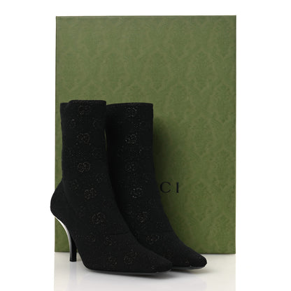 Gucci Technical Jersey Knit GG Monogram Square G 75mm Ankle Boots 39 Black Gray 10 of 10