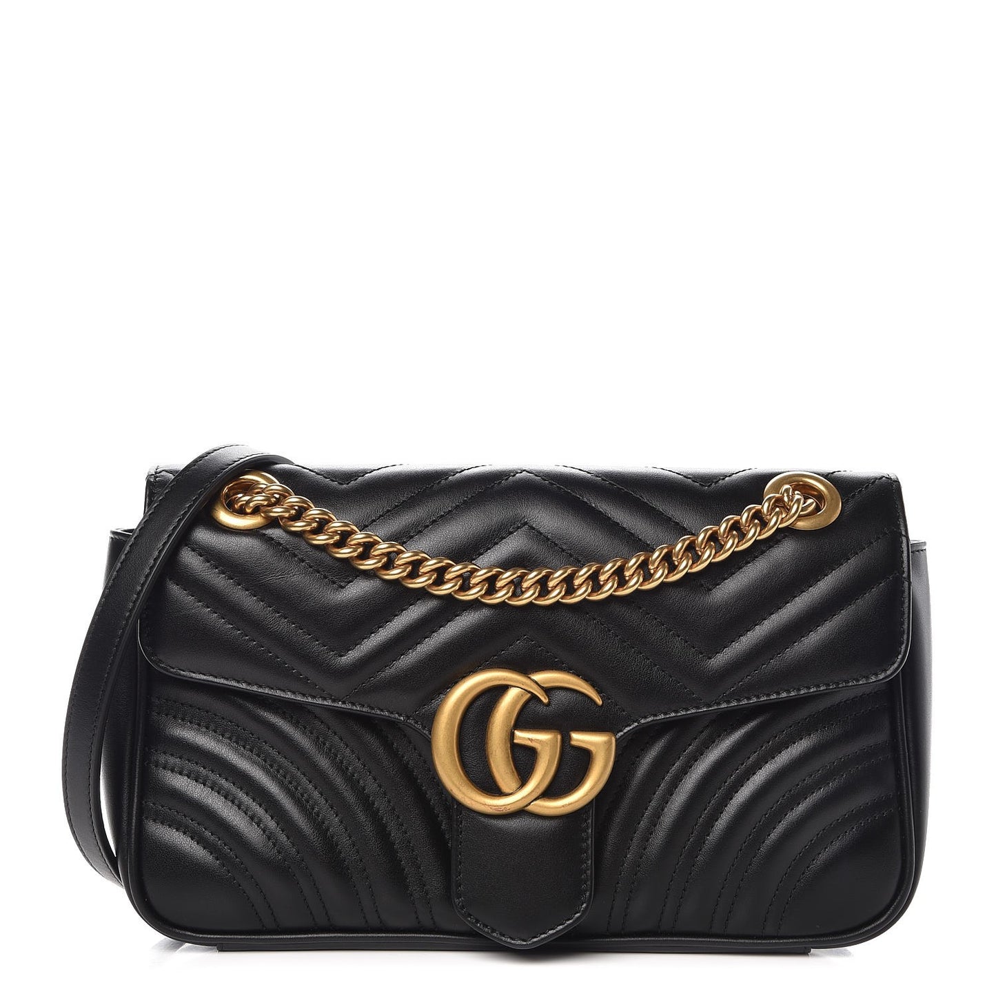 Calfskin Matelasse Small GG Marmont Shoulder Bag Black