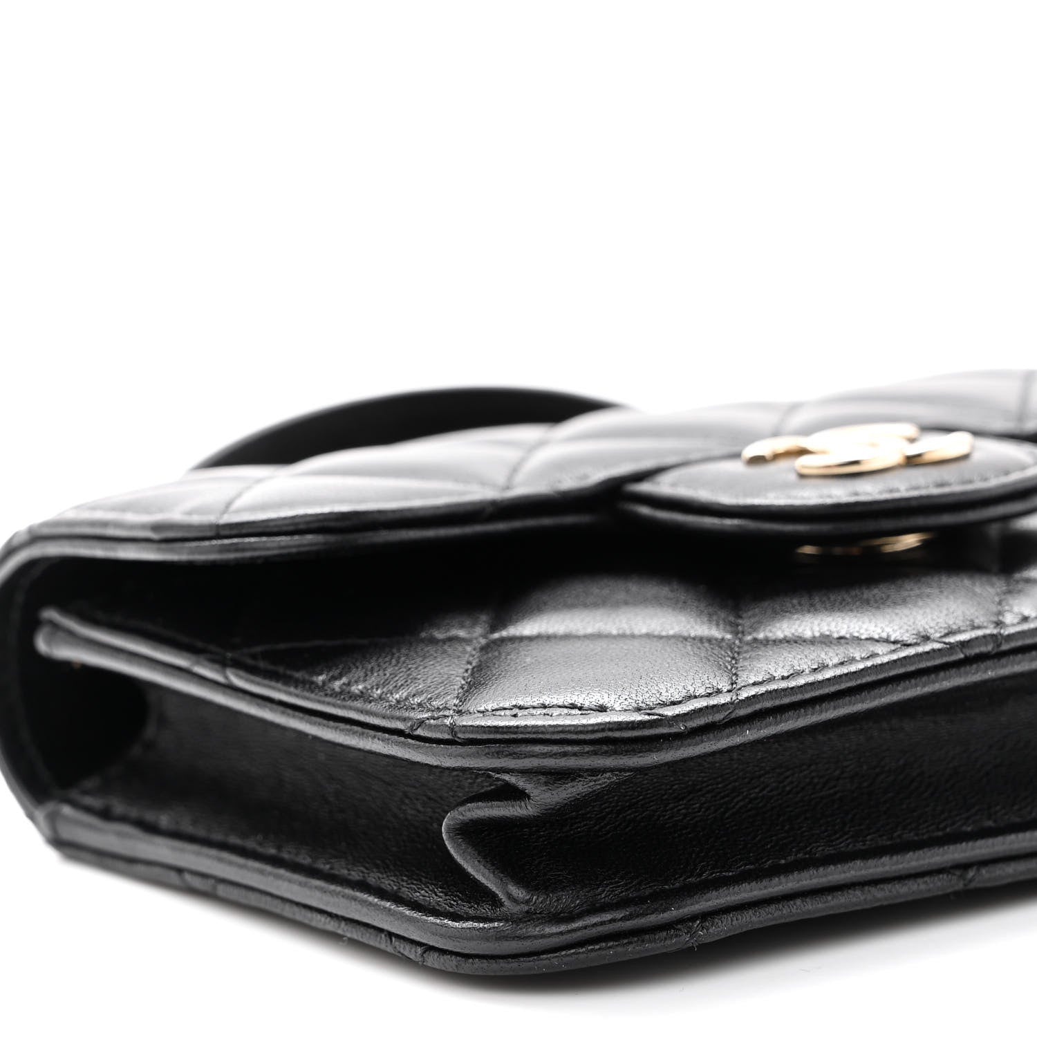 Chanel Lambskin Quilted Top Handle Flap Coin Purse With Chain Black 10 of 12