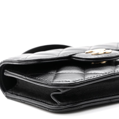 Chanel Lambskin Quilted Top Handle Flap Coin Purse With Chain Black 10 of 12