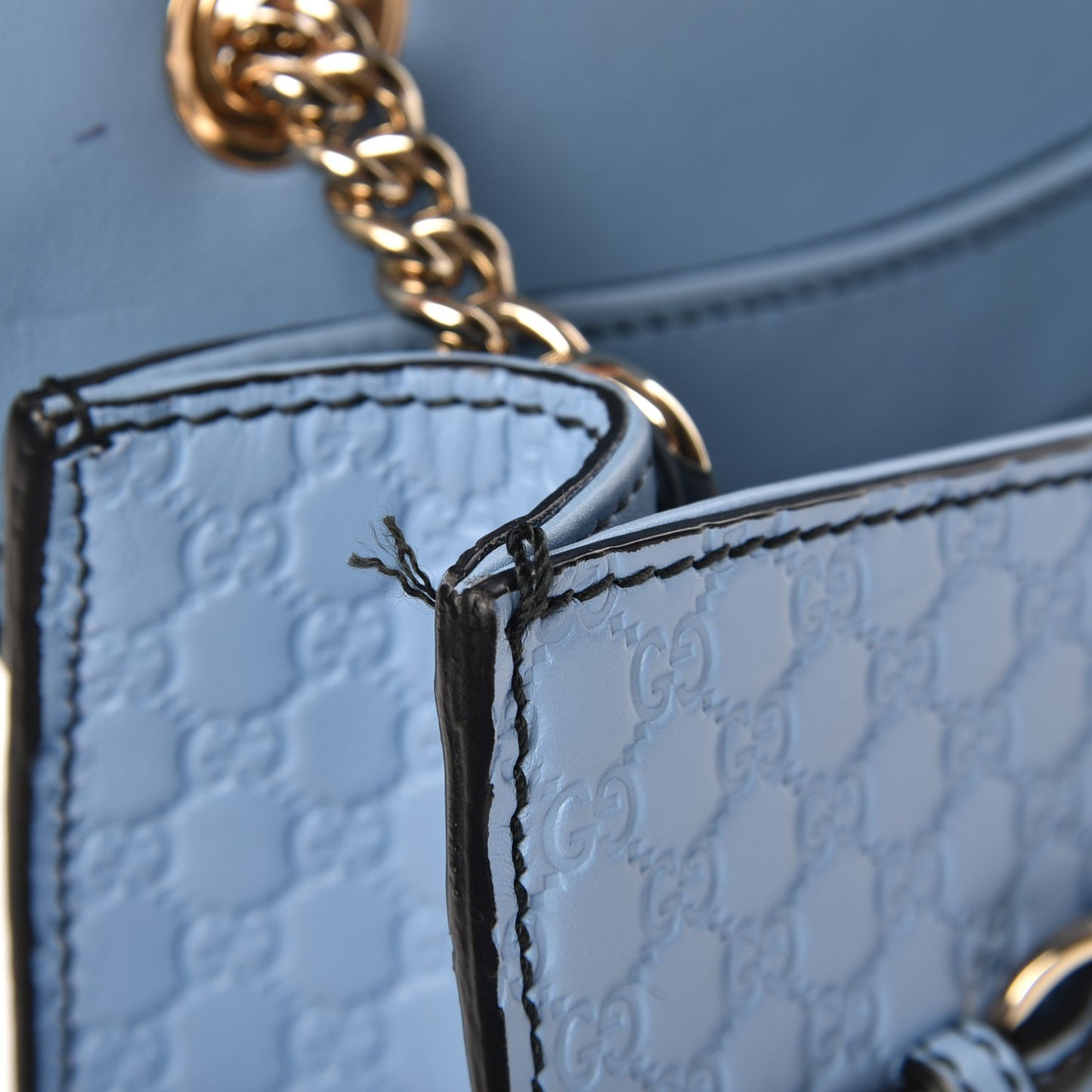 Soft Microguccissima Mini Emily Chain Shoulder Bag Mineral Blue