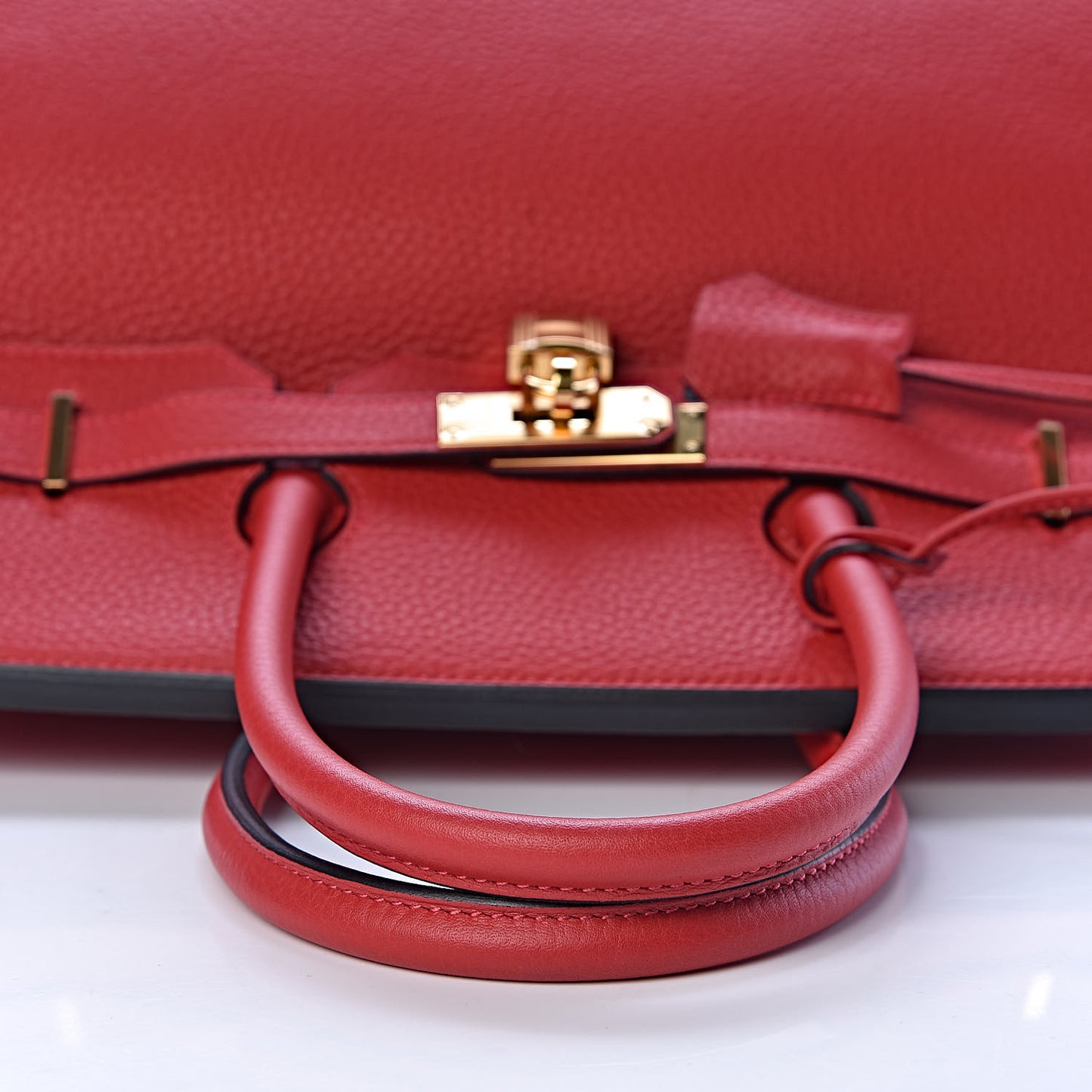 Taurillon Clemence Horseshoe Birkin 35 Rouge Casaque Black
