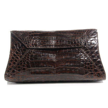 Nancy Gonzalez Crocodile Envelope Clutch Brown 1 of 6