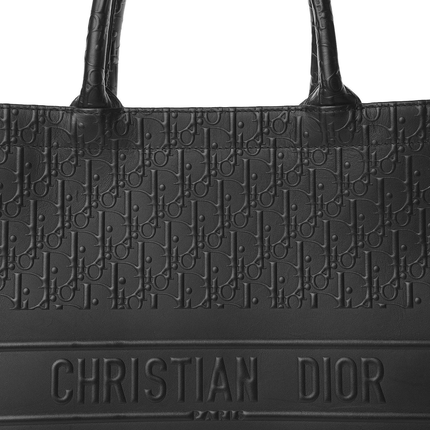 Oblique Calfskin Embossed Book Tote Black