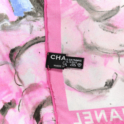 Chanel Silk Camellia Lion Scarf Pink 2 of 3