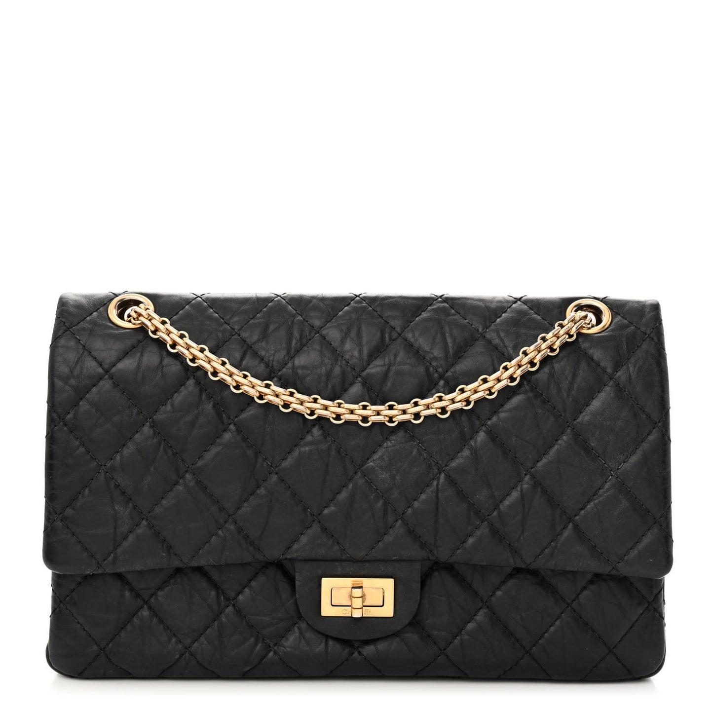 Aged Calfskin Quilted 2.55 Reissue 226 Flap Black