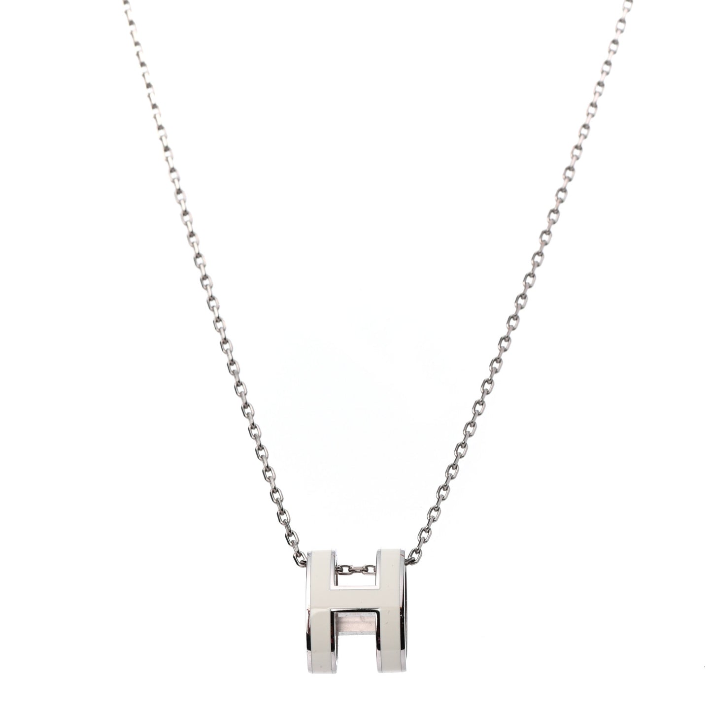 Lacquered Palladium Pop H Pendant Necklace White