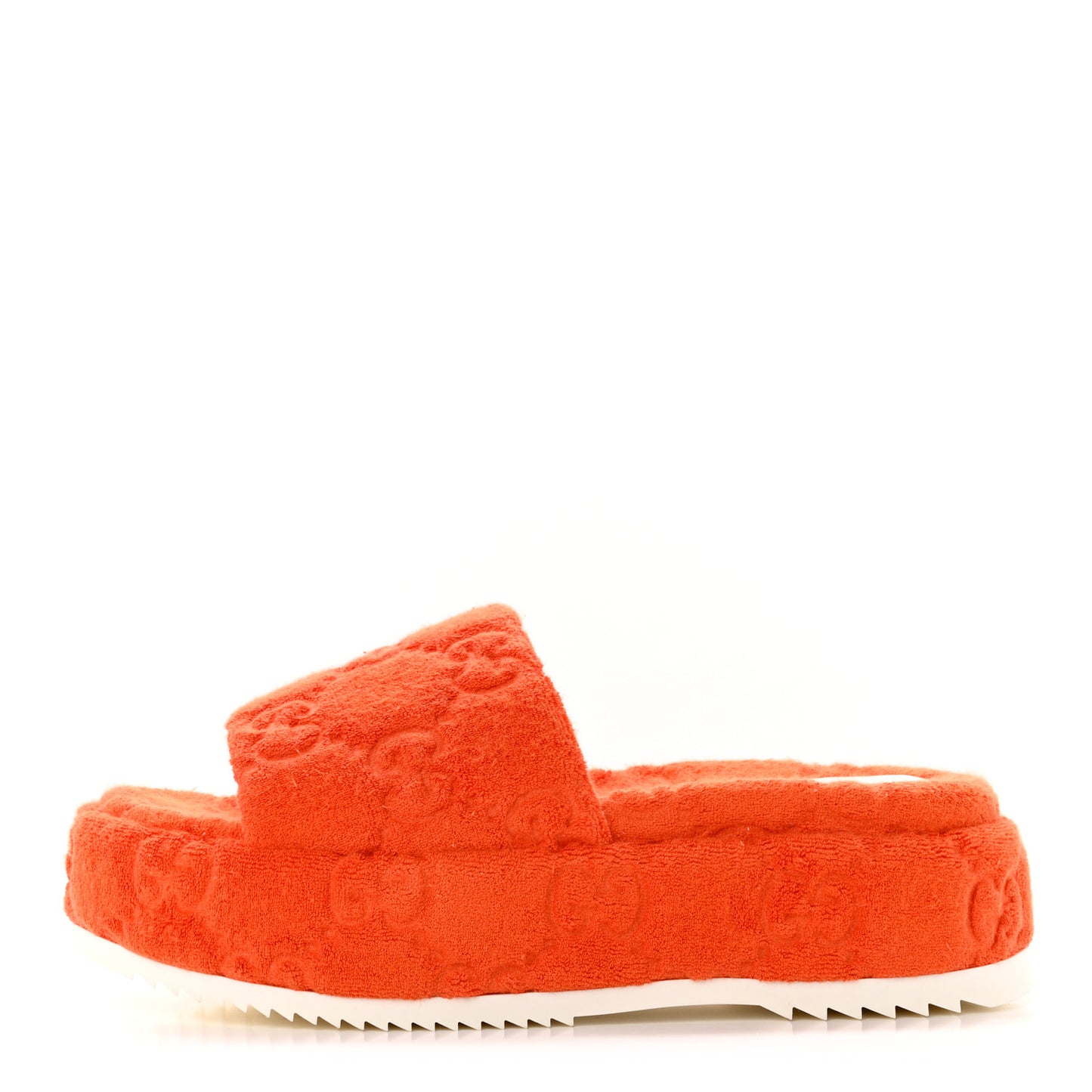 Terry Cloth GG Monogram Angelina Platform 55mm Slide Sandals 38 Deep Orange