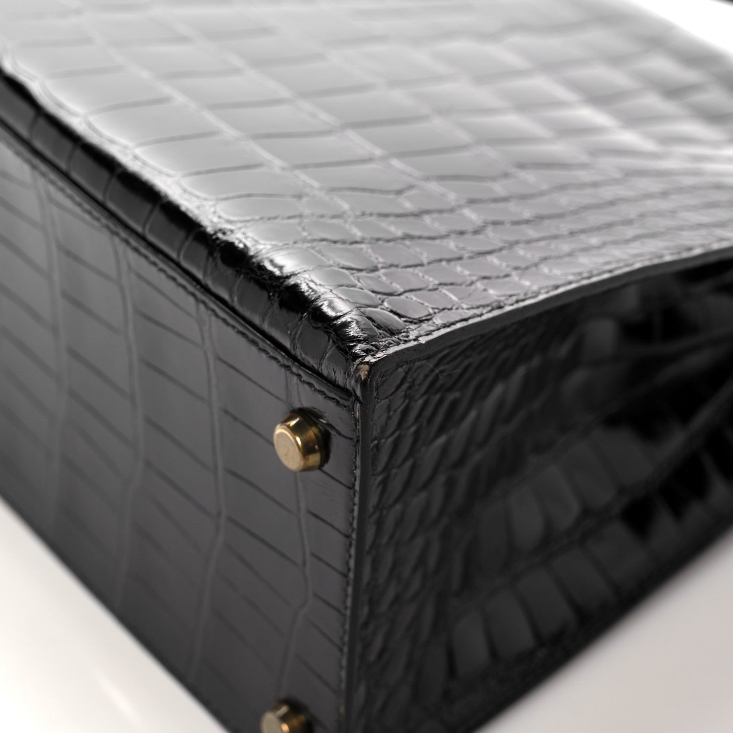 Hermes Shiny Alligator Kelly Sellier 28 Black 14 of 20