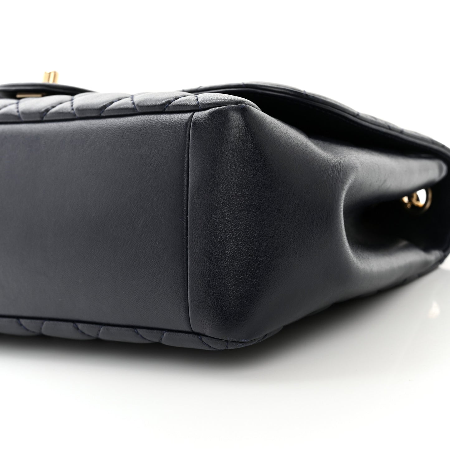 Lambskin Quilted Jumbo Single Flap Navy