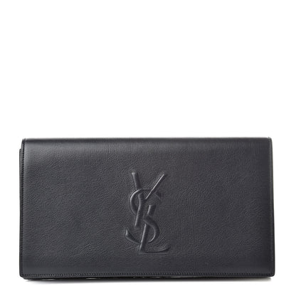 Saint Laurent Calfskin Monogram Large Belle De Jour Clutch Navy 1 of 7