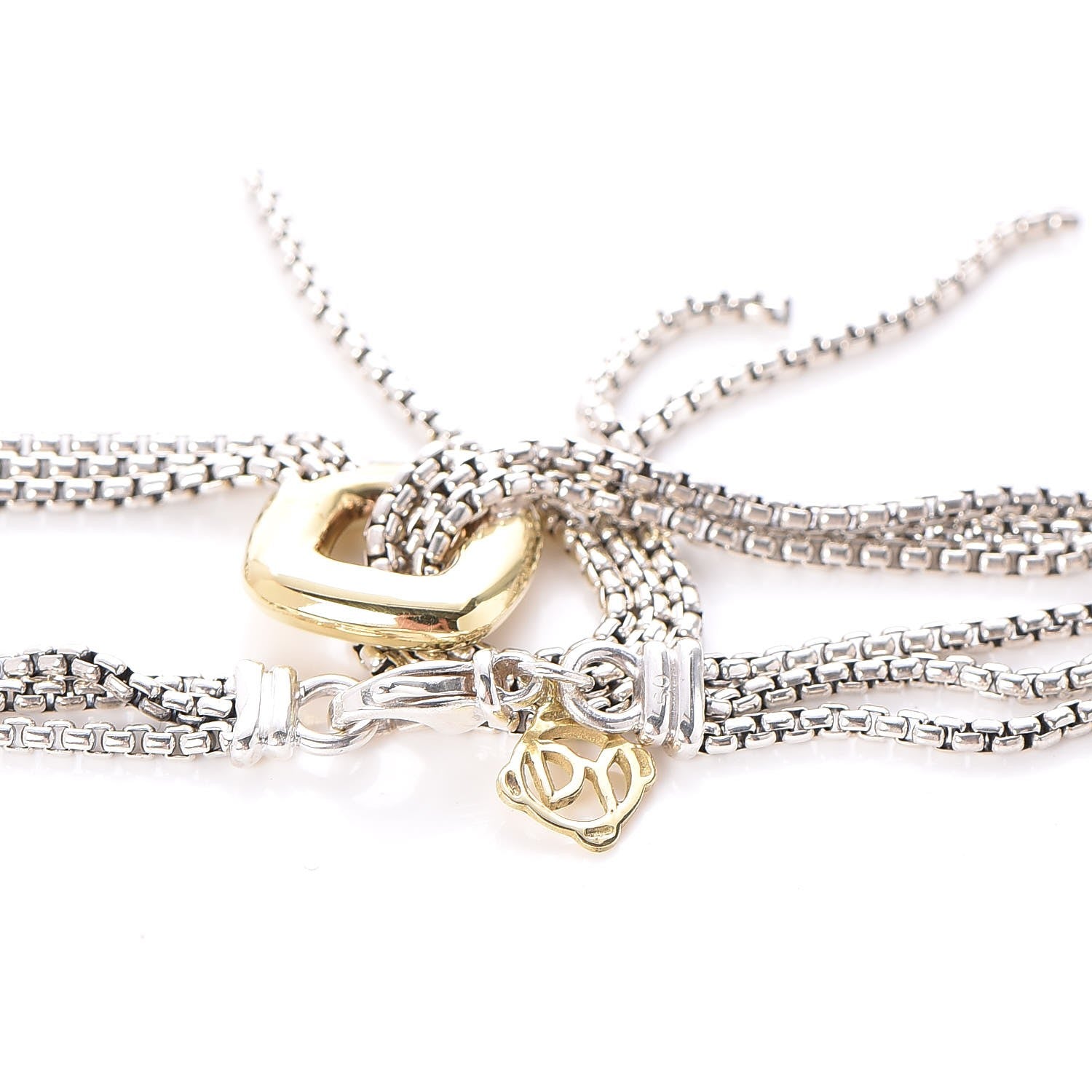 David Yurman Sterling Silver 18K Yellow Gold Lariat Waterfall Necklace 4 of 5