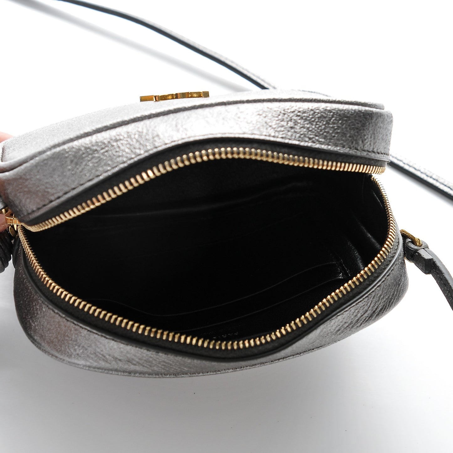 Metallic Calfskin Monogram Blogger Bag Lapis Nero