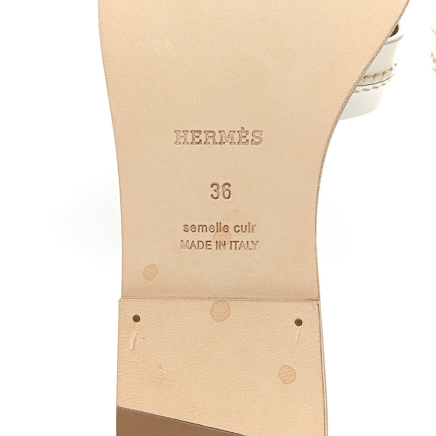 Calfskin Pique Oran Sandals 36 White