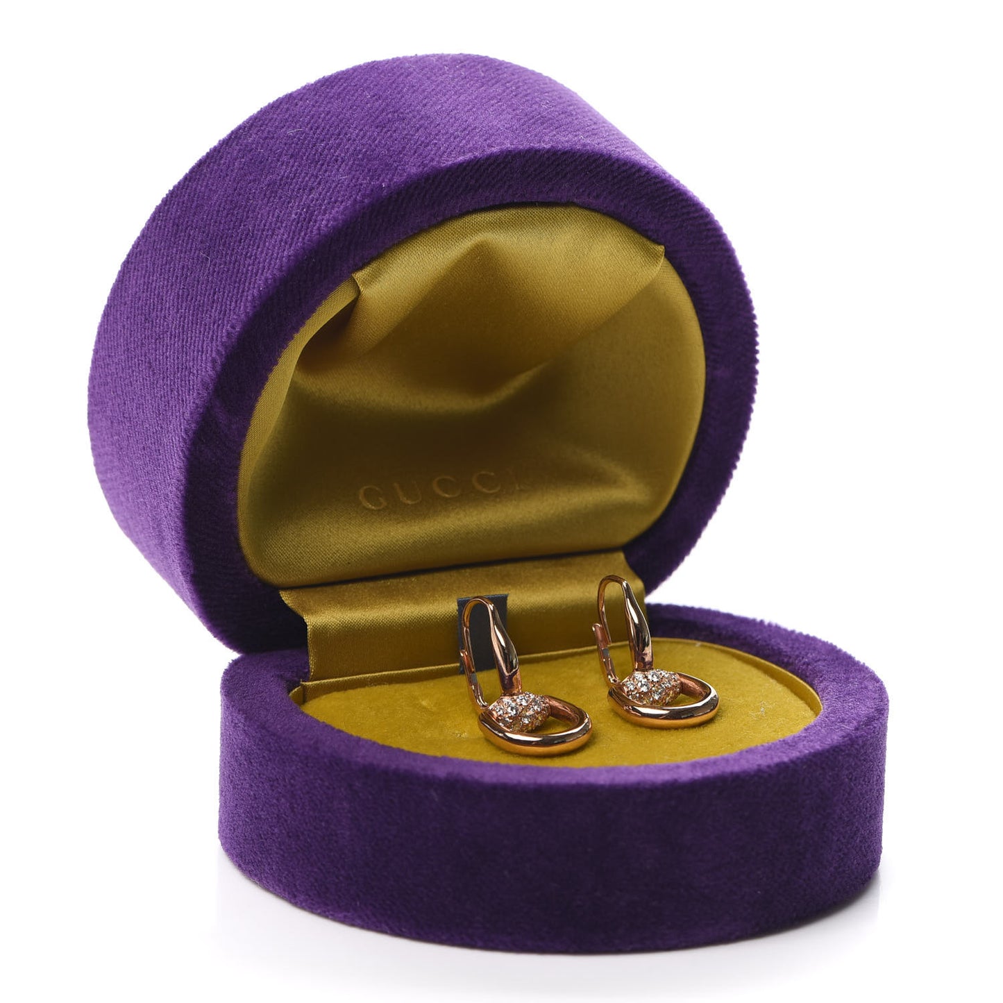 18K Rose Gold Diamond Horsebit Drop Earrings