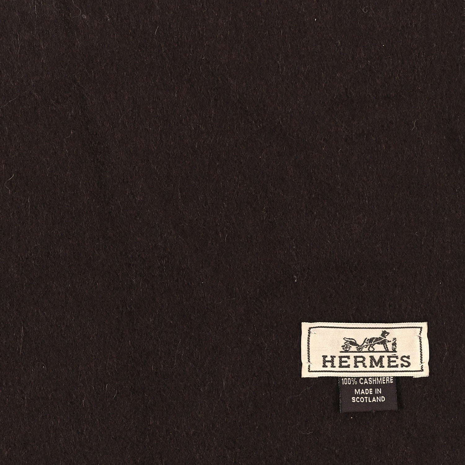 Hermes Cashmere Fringe Stole Dark Brown 3 of 3