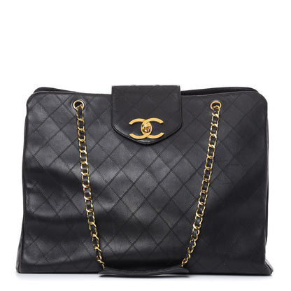 Chanel Calfskin Stitched XL Weekender Black 1 of 24