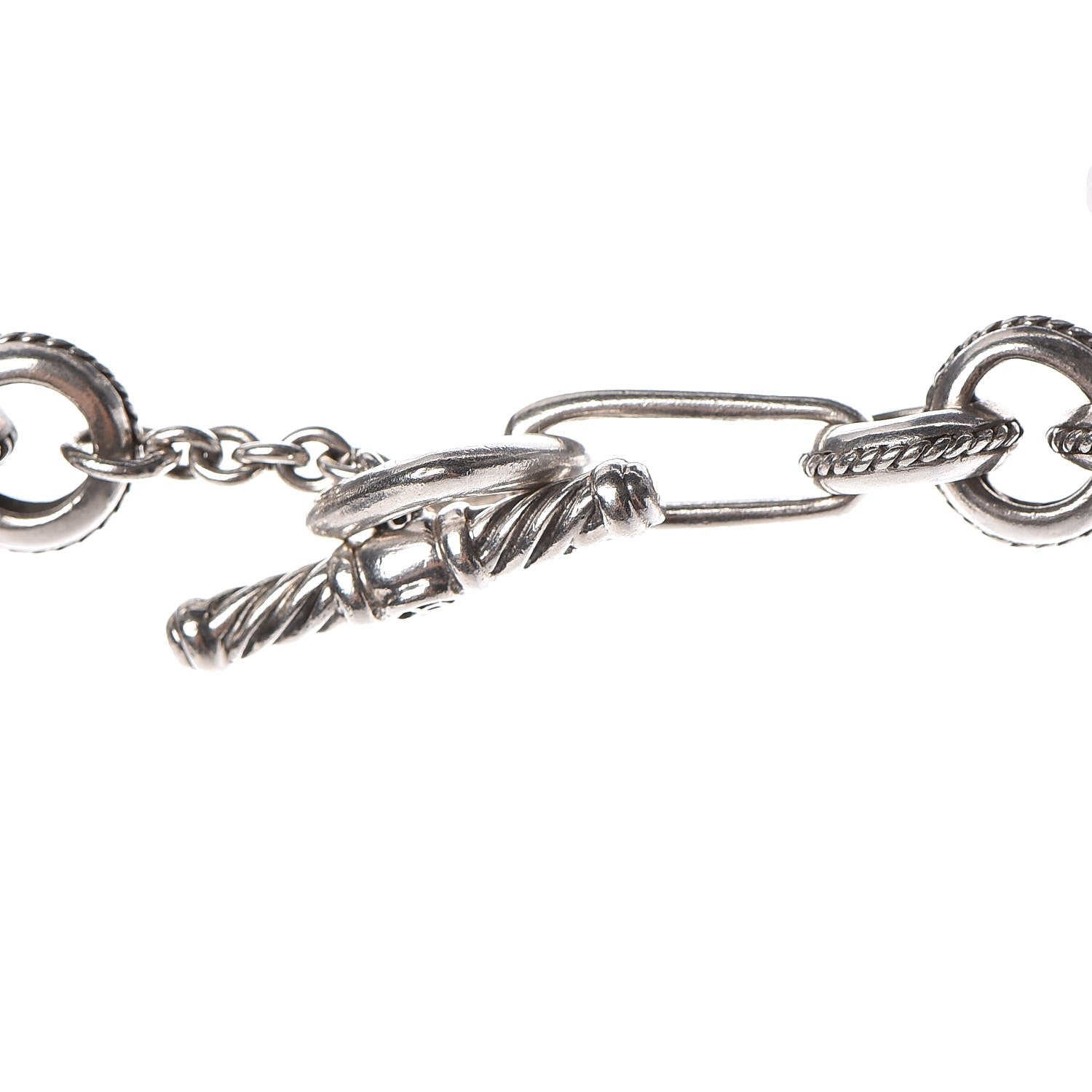 David Yurman Sterling Silver 18K Yellow Gold Garnet Carnelian Pearl Moonstone Cable Charms Necklace 5 of 8