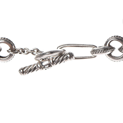 David Yurman Sterling Silver 18K Yellow Gold Garnet Carnelian Pearl Moonstone Cable Charms Necklace 5 of 8