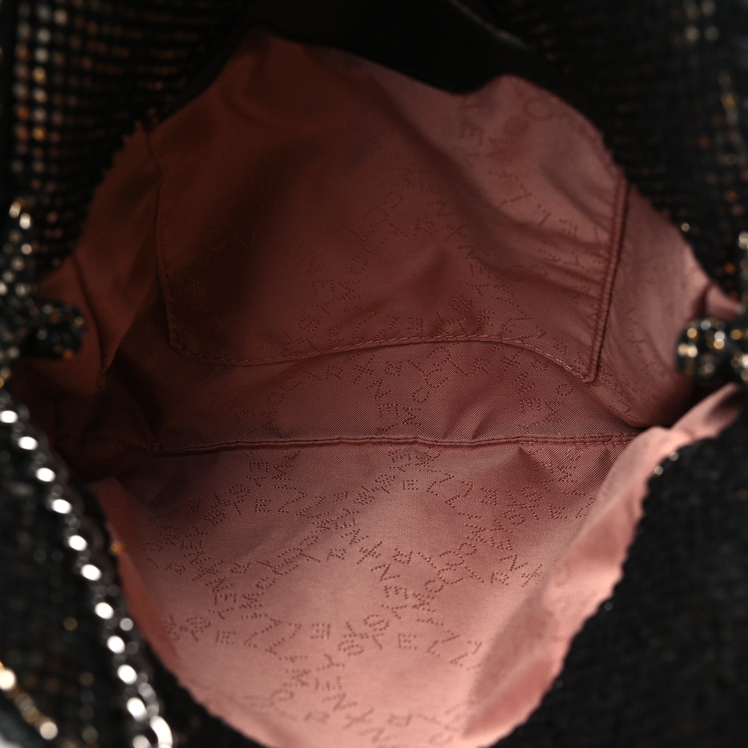 Stella McCartney Metallic Woven Raffia Mini Fold Over Falabella Black Gold 5 of 10