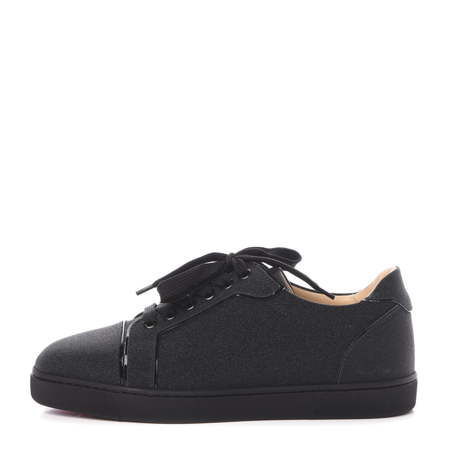 Christian Louboutin Glitter Calfskin Vieira Flat Sneakers 37.5 Black 1 of 11