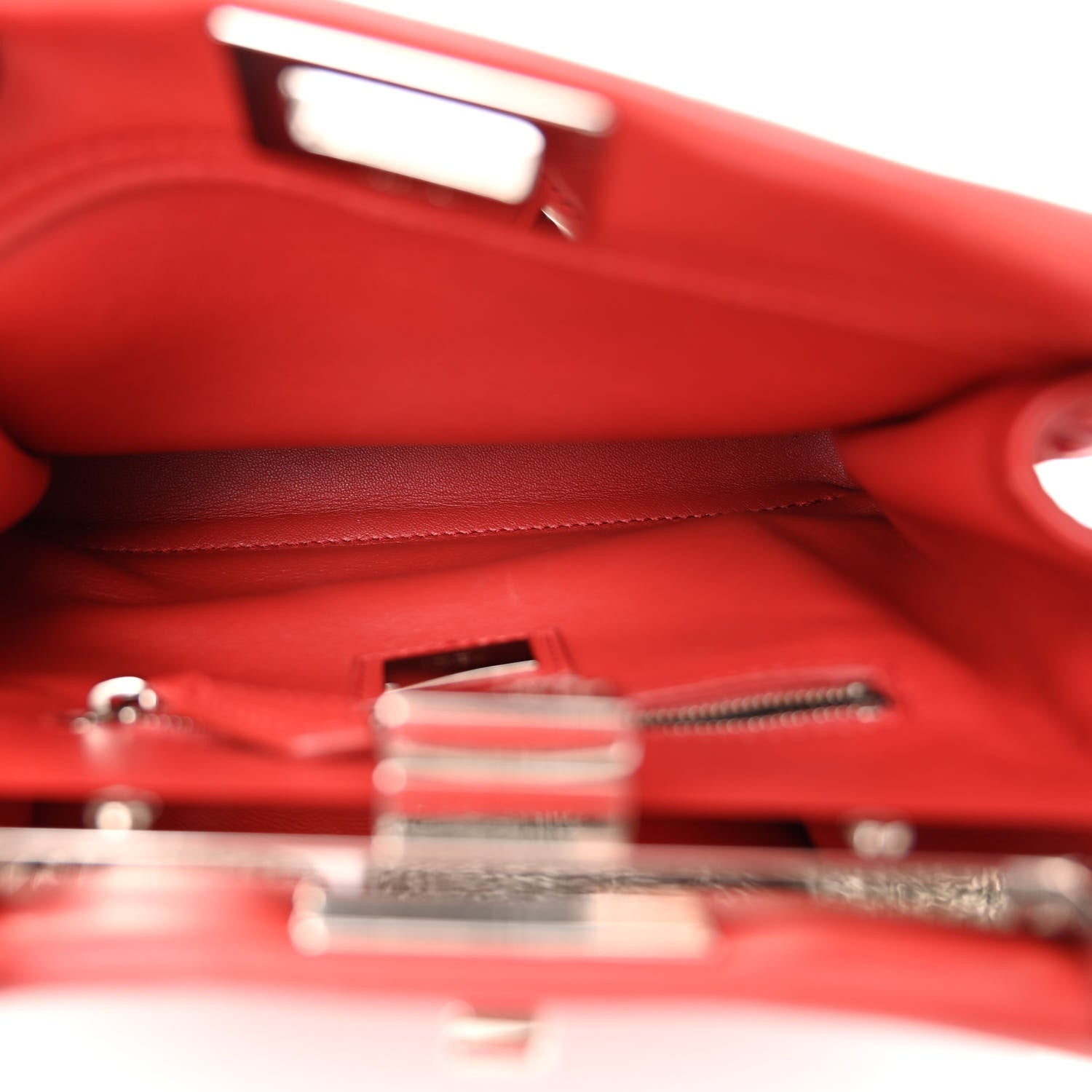 Fendi Nappa Lace Up Mini Peekaboo Iconic Satchel Bloody Mary 5 of 12