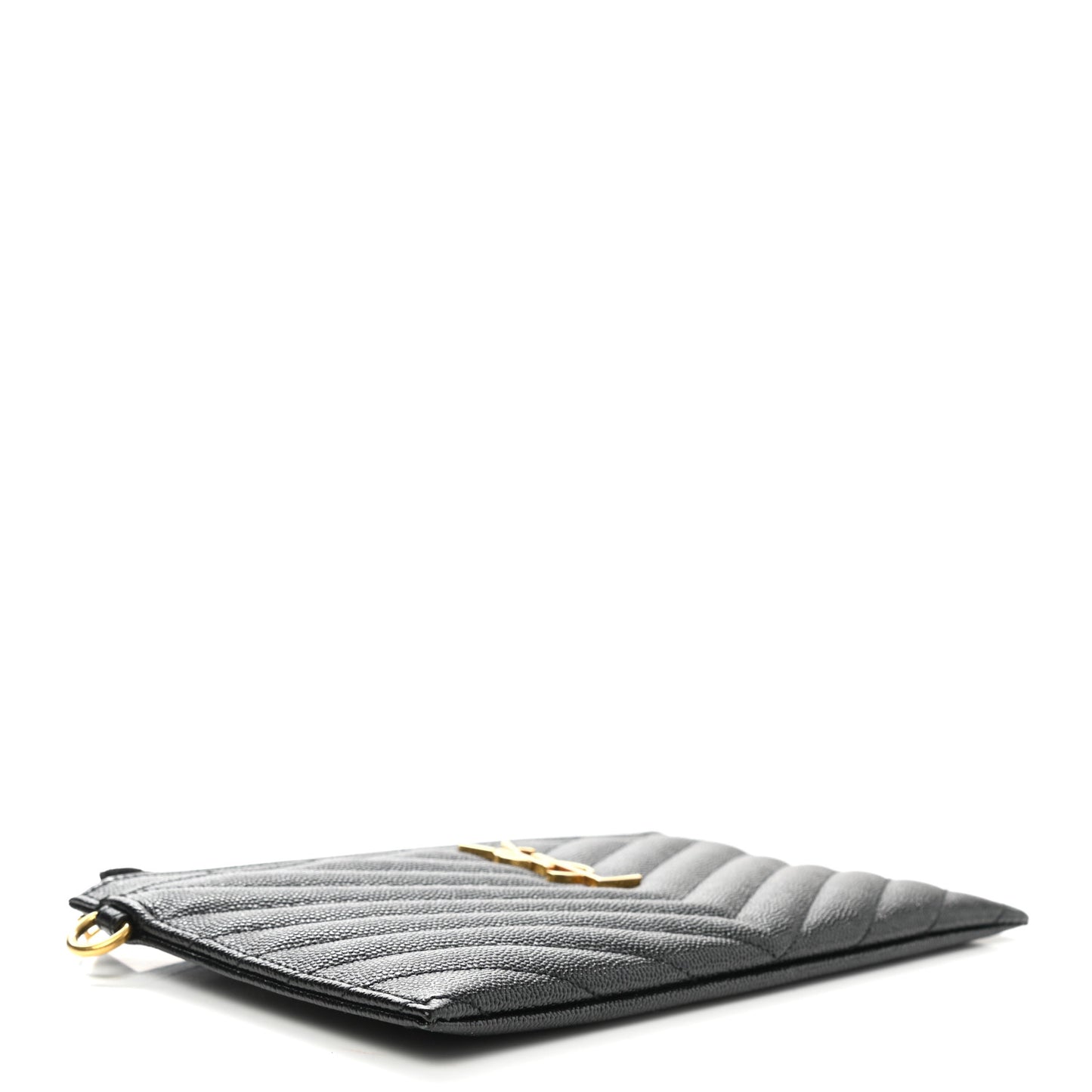 Grain De Poudre Chevron Monogram Large Bill Pouch Black