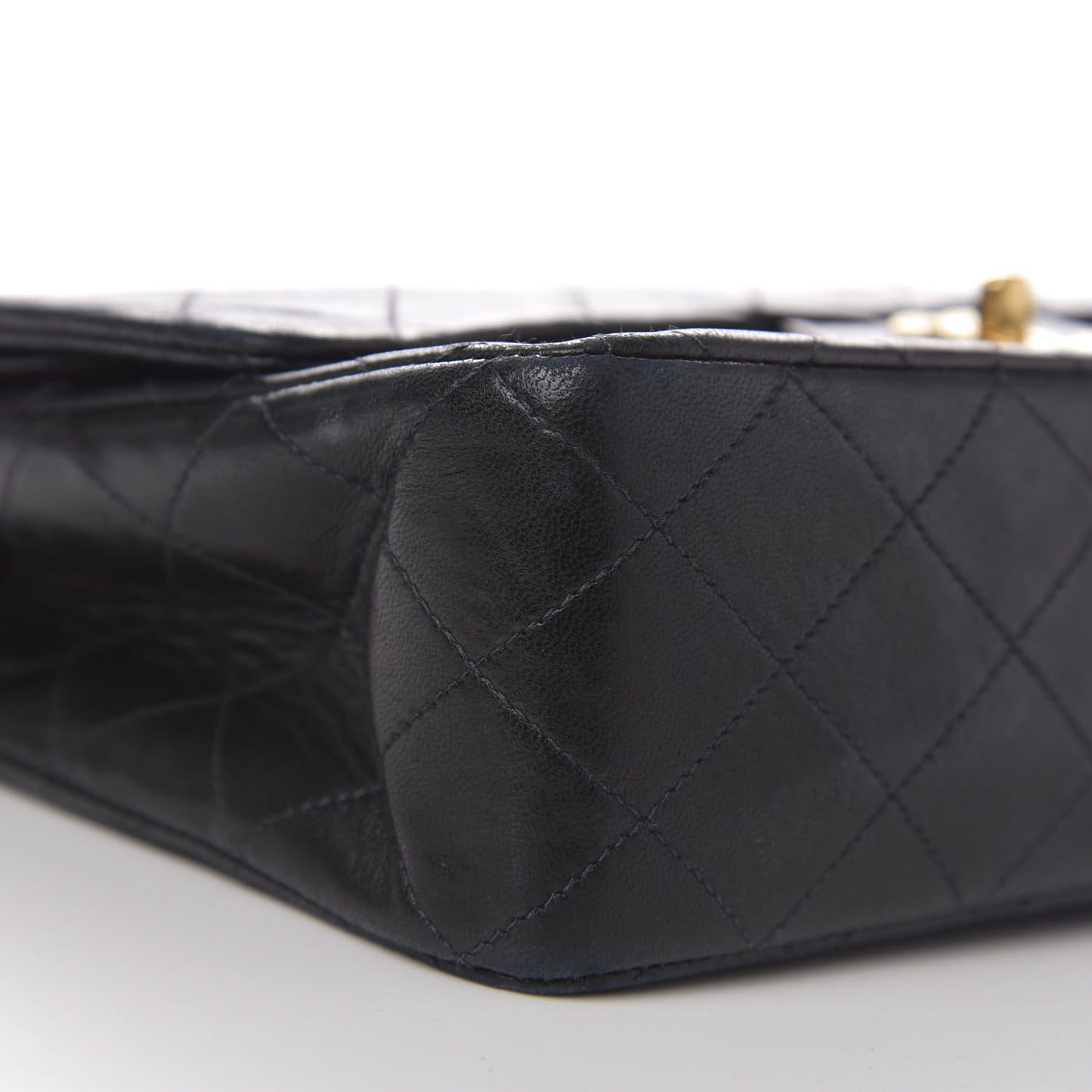 Lambskin Quilted Medium Double Flap Black