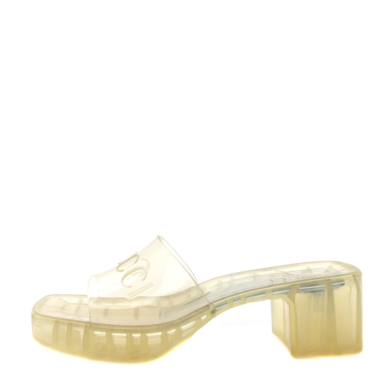 Gucci Rubber Gucci Logo Womens Platform 20/60mm Slide Sandals 39 Transparent 1 of 8
