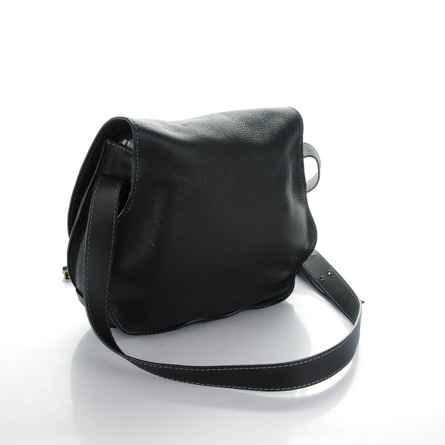 Calfskin Medium Marcie Round Crossbody Bag Black