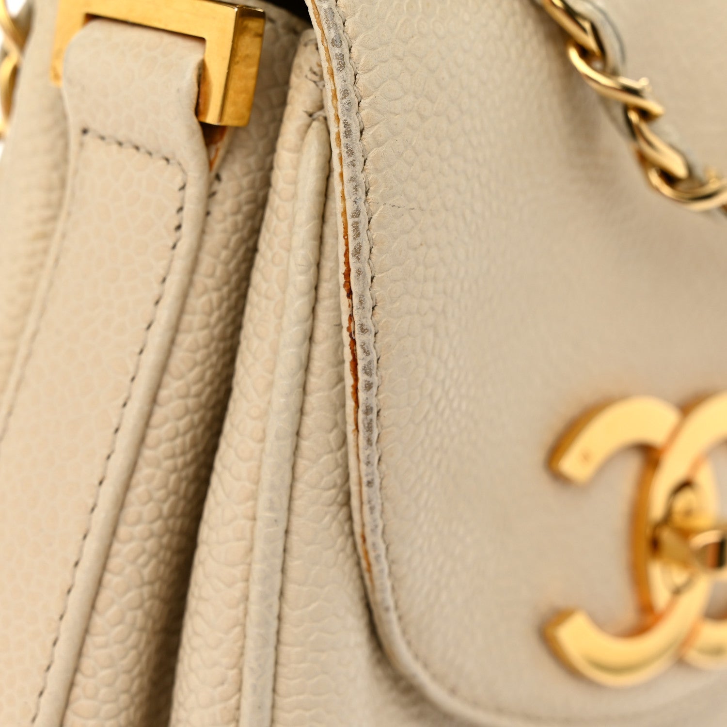 Chanel Caviar Vertical Chain Crossbody Ivory 11 of 13