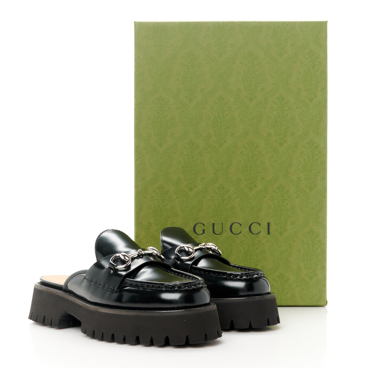 Gucci Magnum Calfskin Womens Horsebit Platform Mules 37 Black 10 of 11