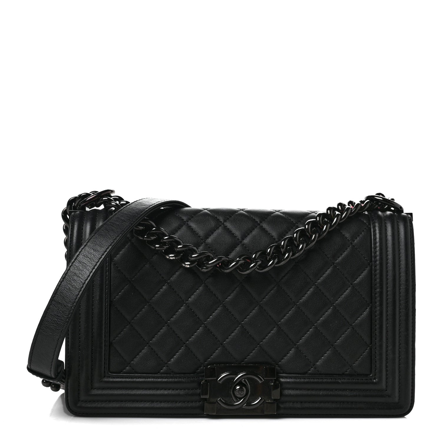 Chanel Calfskin Quilted Medium Boy Flap So Black 1 of 9