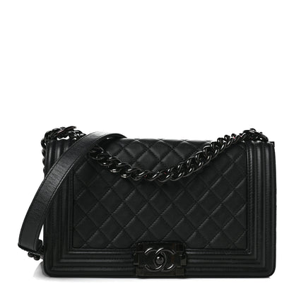 Chanel Calfskin Quilted Medium Boy Flap So Black 1 of 9