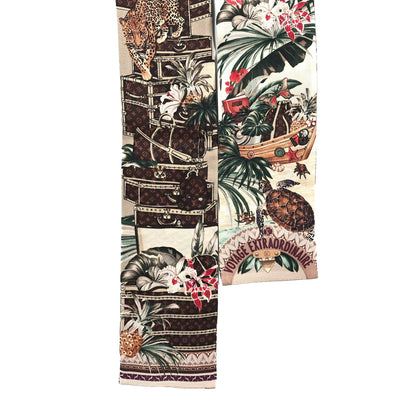 Louis Vuitton Silk Voyage Extraordinaire Bandeau Scarf Beige 2 of 3